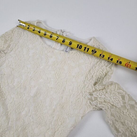 Belle Bagley Mischka Dress Lace Long Sleeve Ivory Formal Zip Up - Picture 6 of 13